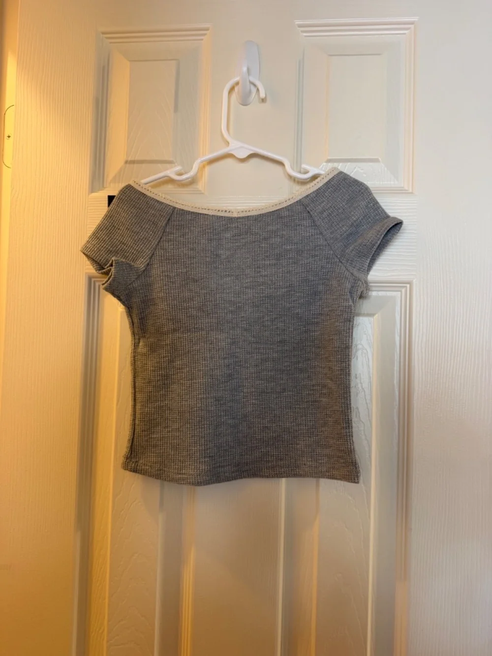 Art Class Girls Gray Waffle Knit Lace Trim Top | NWT
